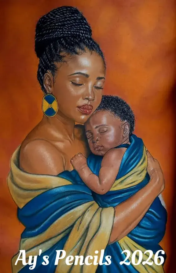 In Her Arms | Original Pastel Mother and Child Drawing