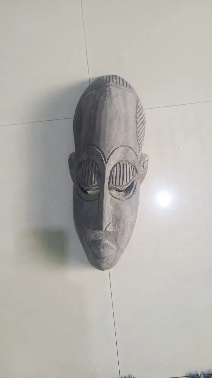 The Observer Carved Wall Mask, Ghana Sese Wood, 38cm