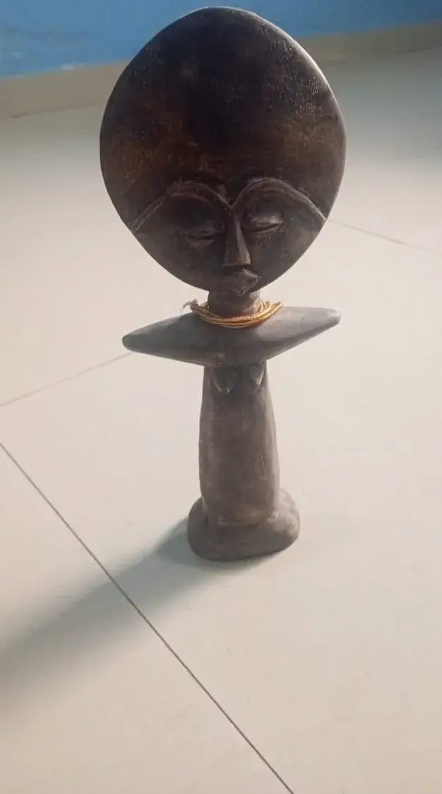 Akuaba Fertility Doll, Akan Carved Sese Wood, 25cm