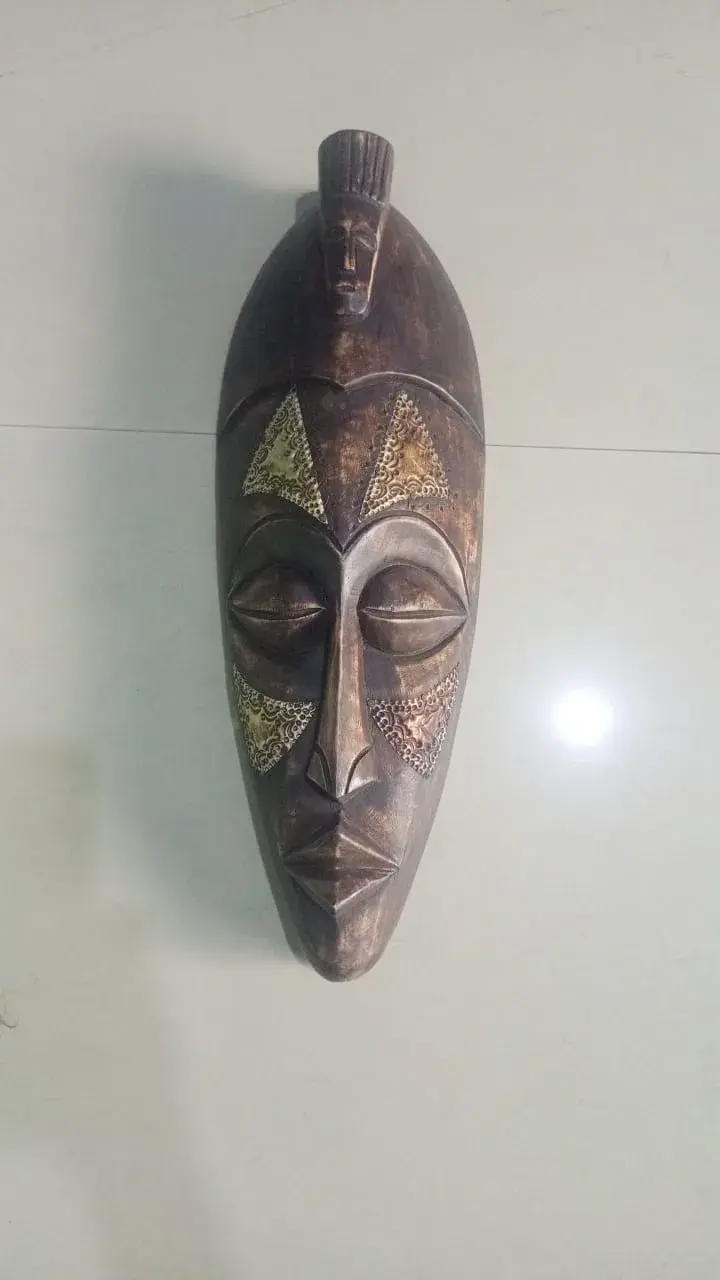 Intuition Carved Wall Mask, Ghana Sese Wood, 45cm