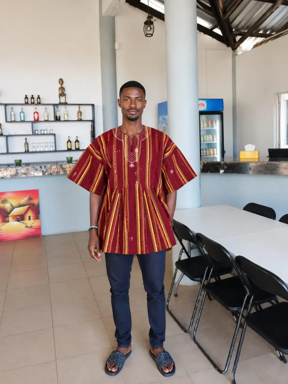 Men's Ghana Smock in Maroon