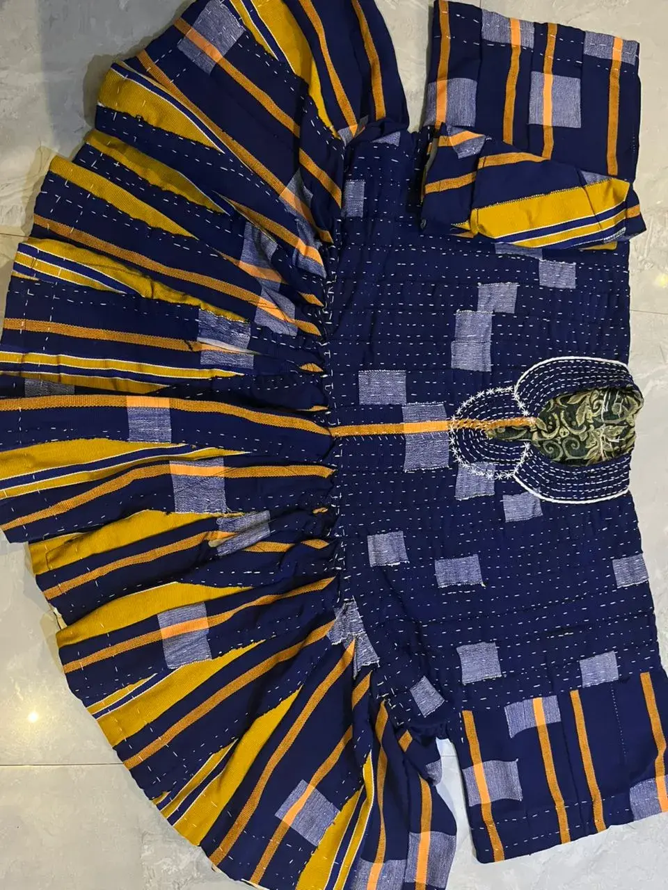 Men's Ghana Smock in Navy and Gold
