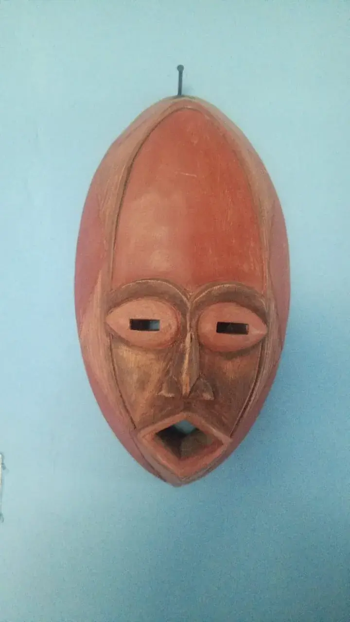Red Oval Carved Wall Mask, 46cm