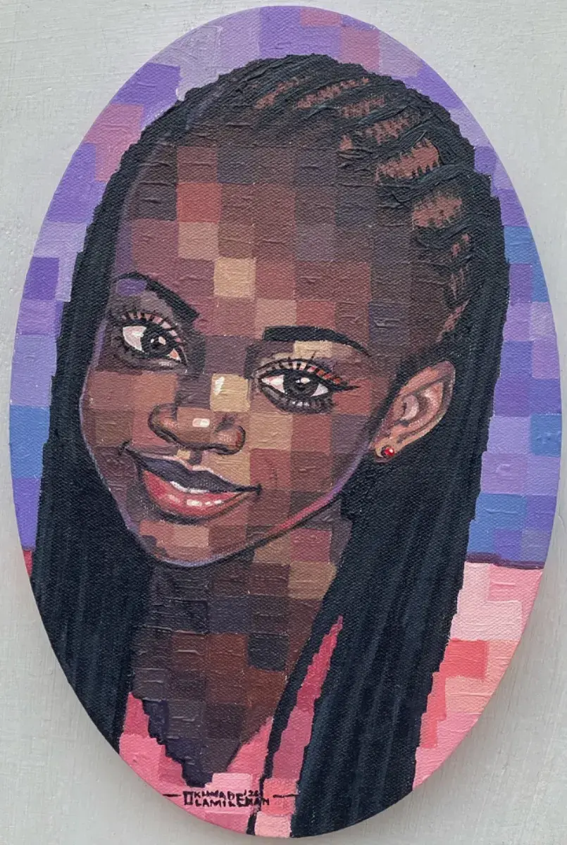 The Lost Art | African Girl with Braids Portrait Painting