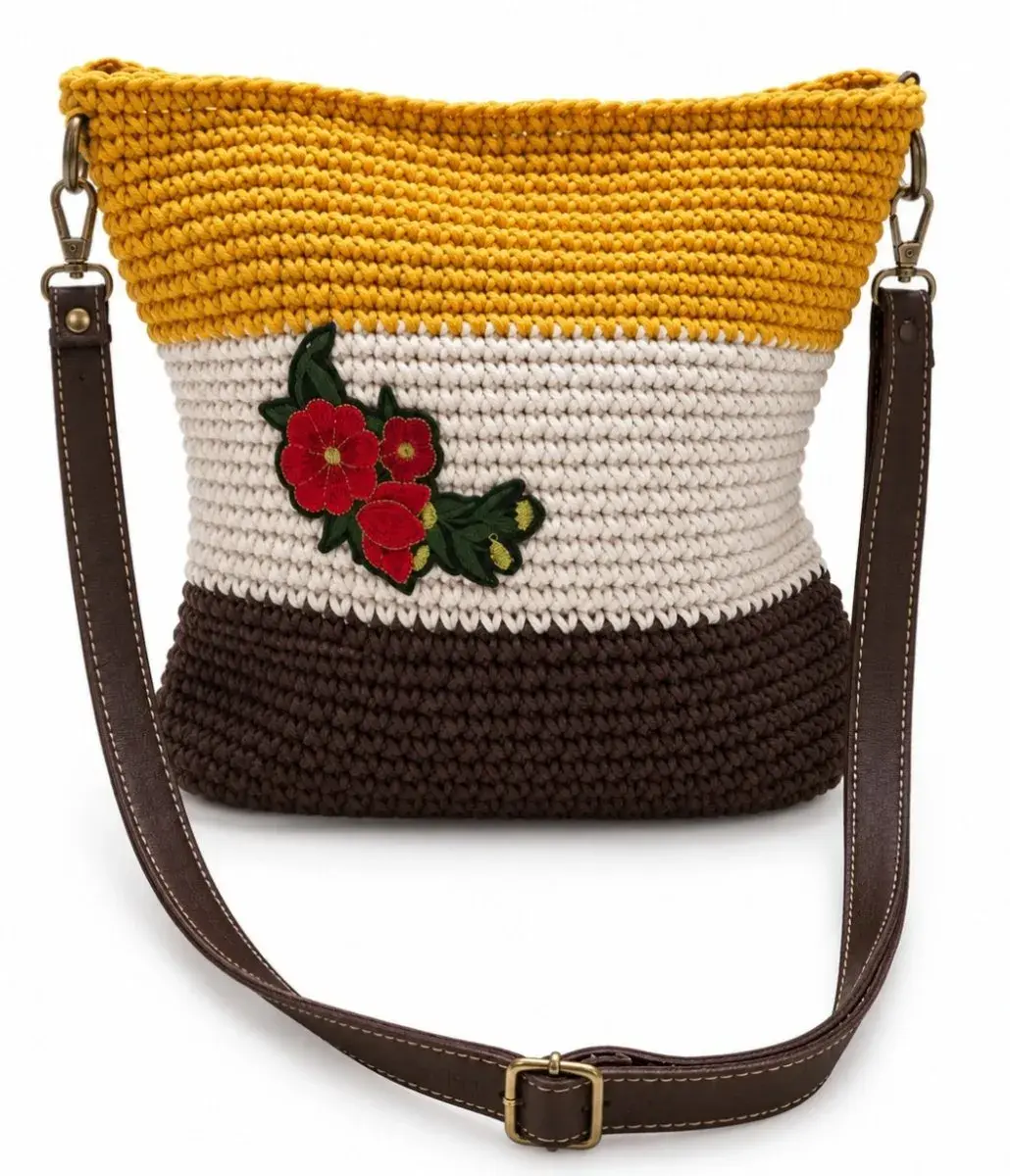 Floral Crochet Crossbody Bag