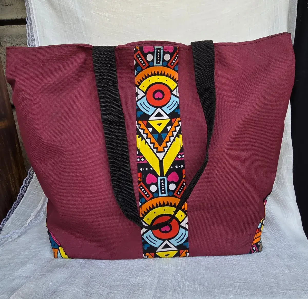 African Print Canvas Tote Bag