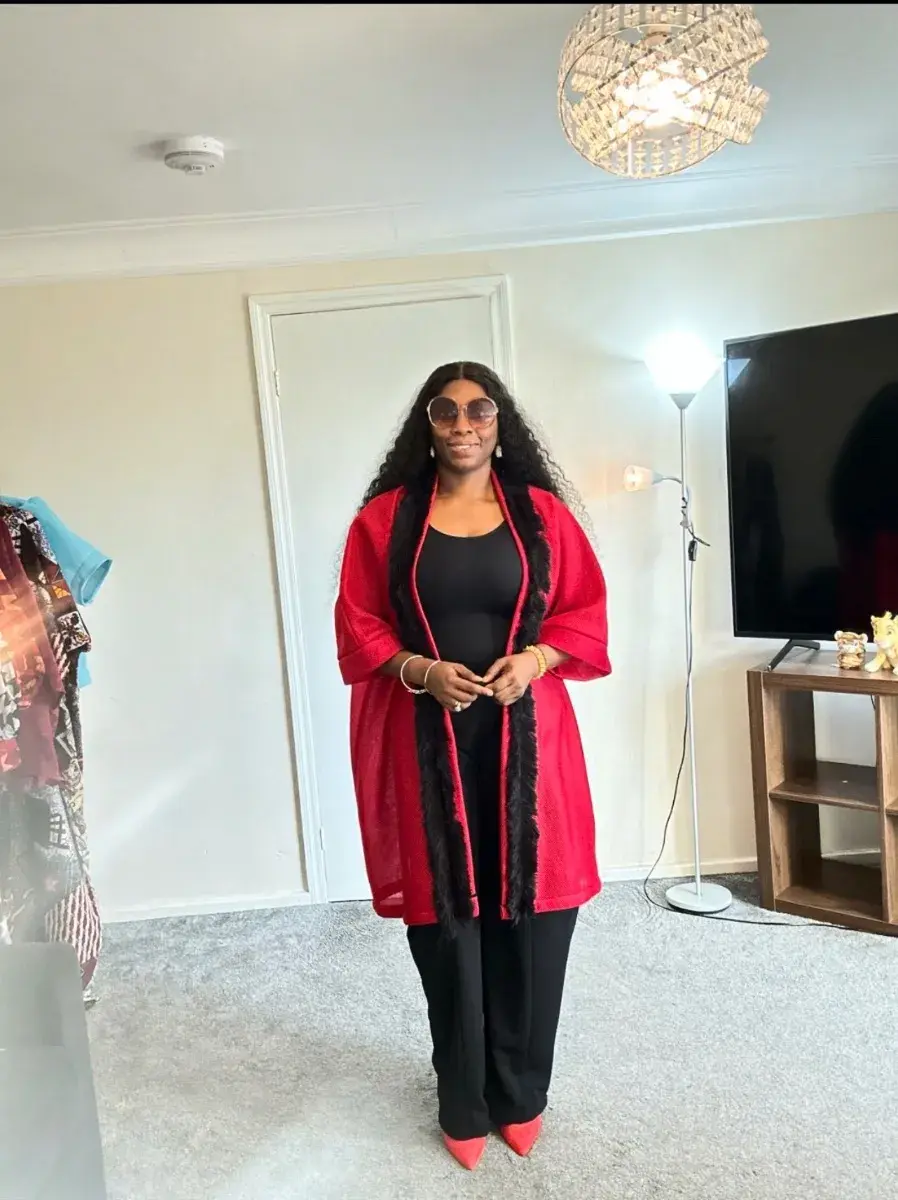 Red Kimono and Trousers Set