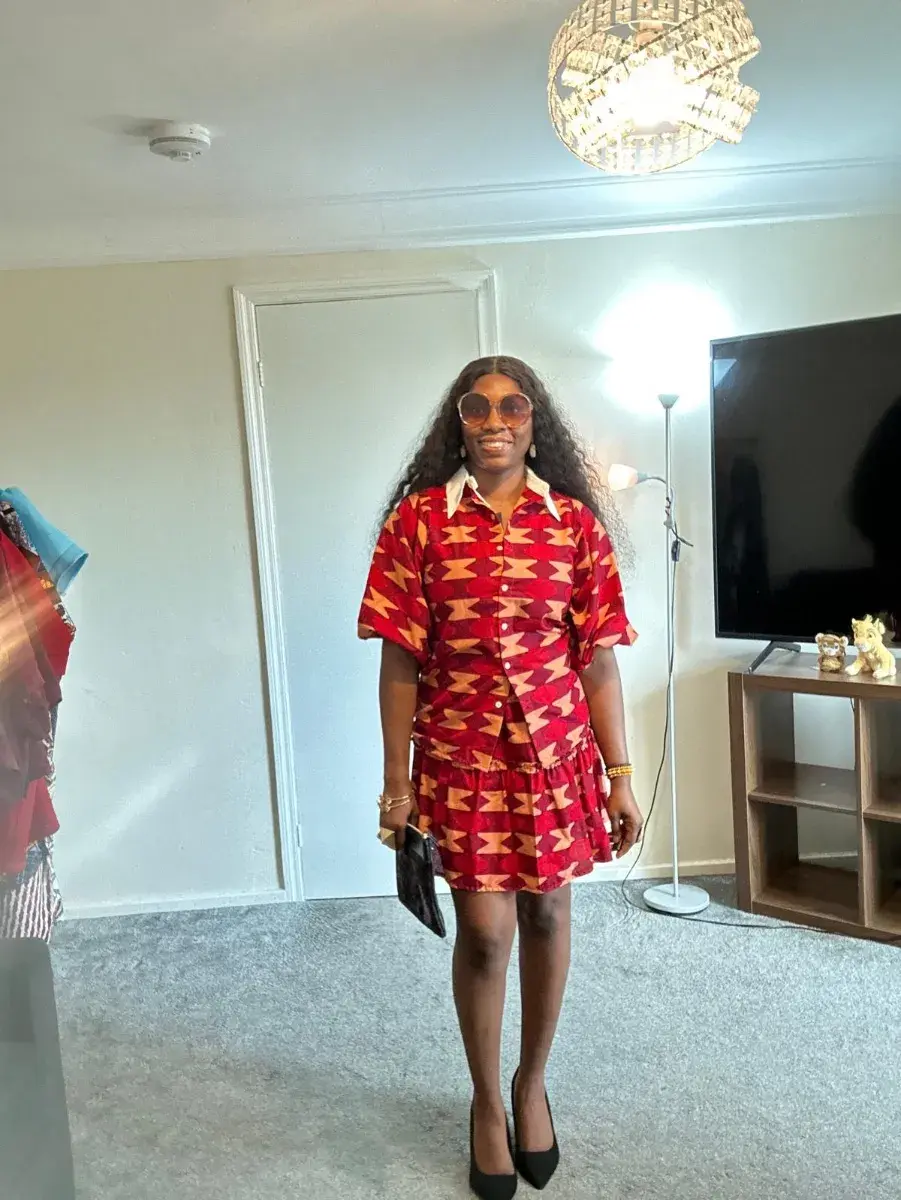 Red Ankara Shirt and Skirt Set