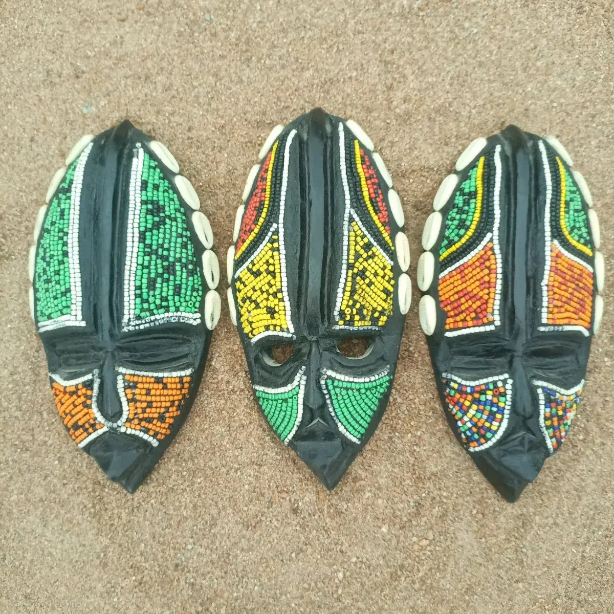Set of 3 Beaded Wall Masks
