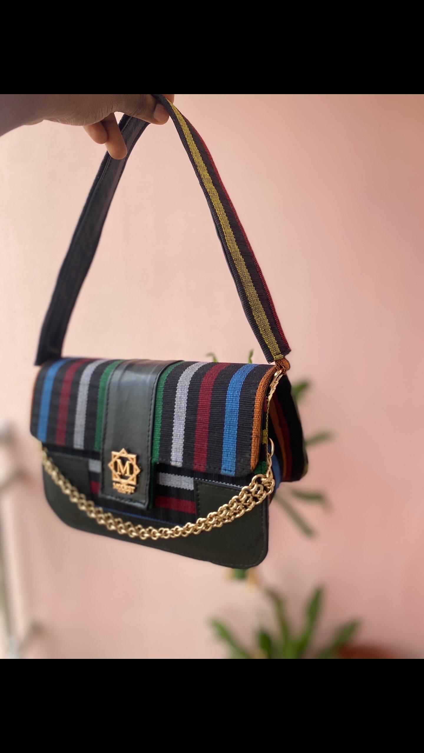 MMA Handcrafted Leather and Aso Oke Bag – African Heritage Crossbody Bag by Modestmadeit