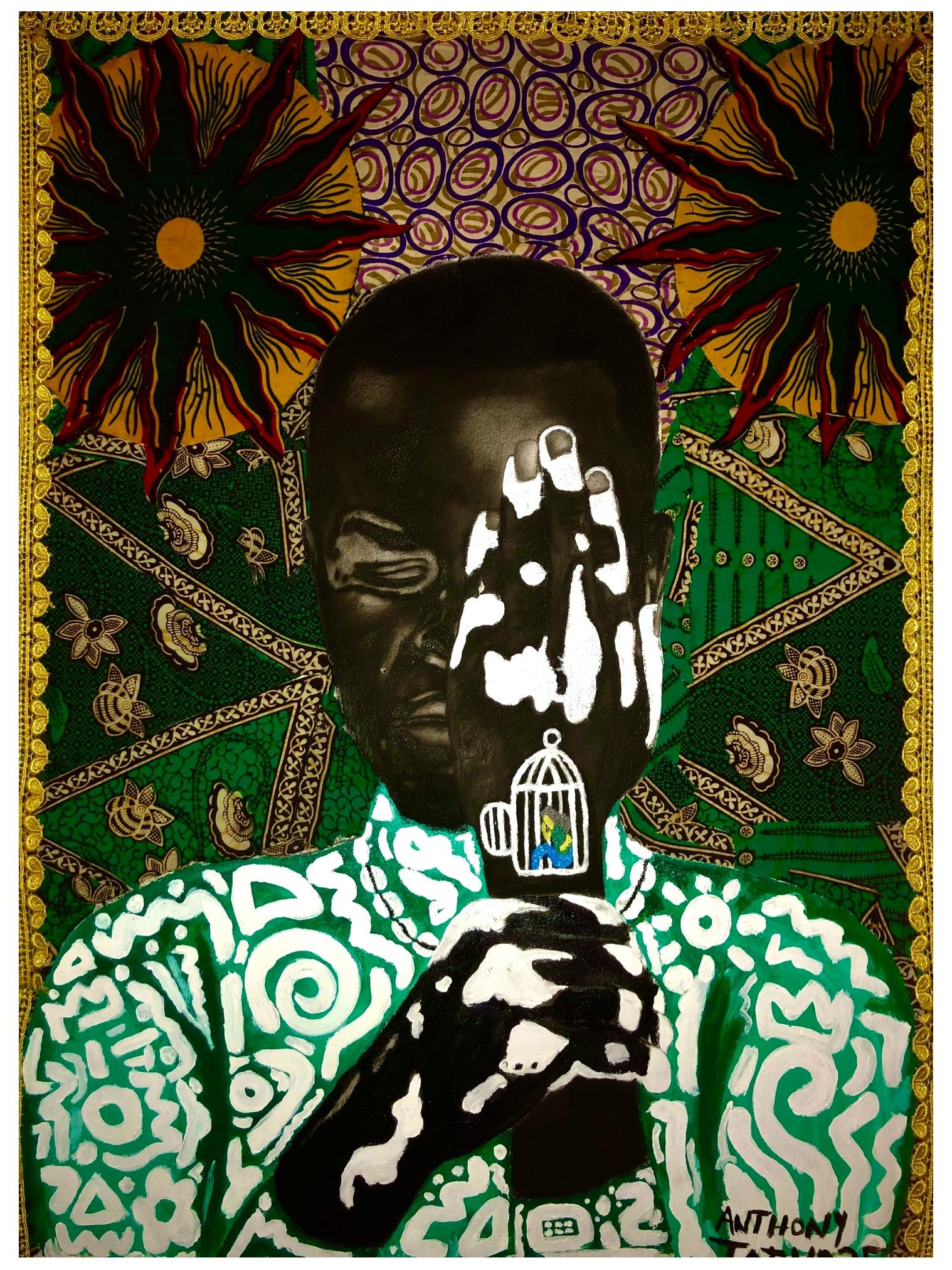 Stuck – Original Mixed Media Painting on Mental Health | African Contemporary Art by CreativeThony