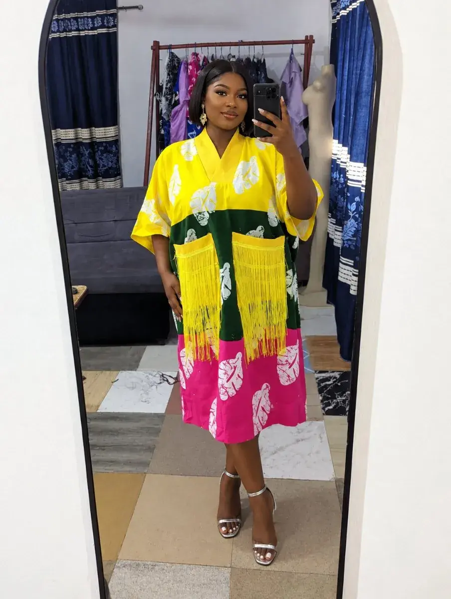 Ankara Bubu Gown, Fringe Pockets