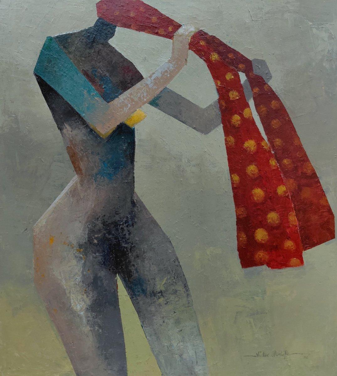 The Weight of Adornment – Original Acrylic Painting by Victor Ubabike