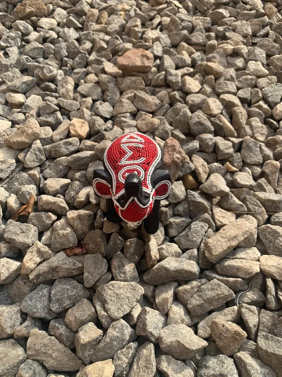 Greek Letter Beaded Elephant Sculpture, Ghana, 10cm