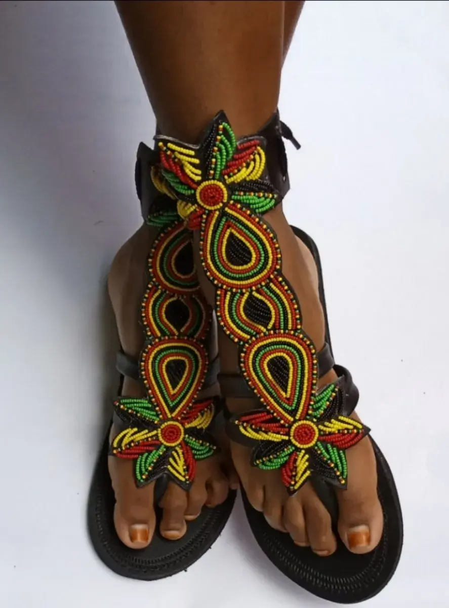 Rasta Beaded Maasai Sandals