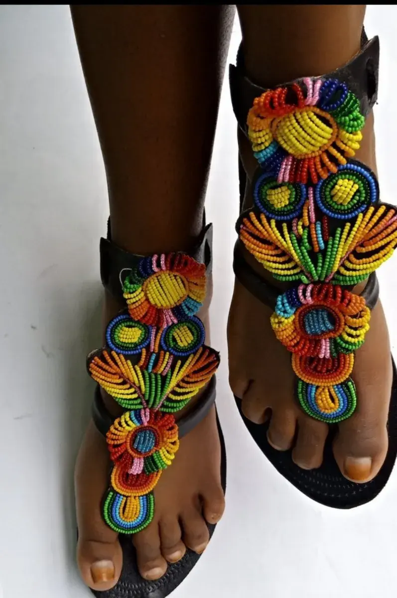 Maasai Beaded Sandals - Handmade Leather Women’s Sandals