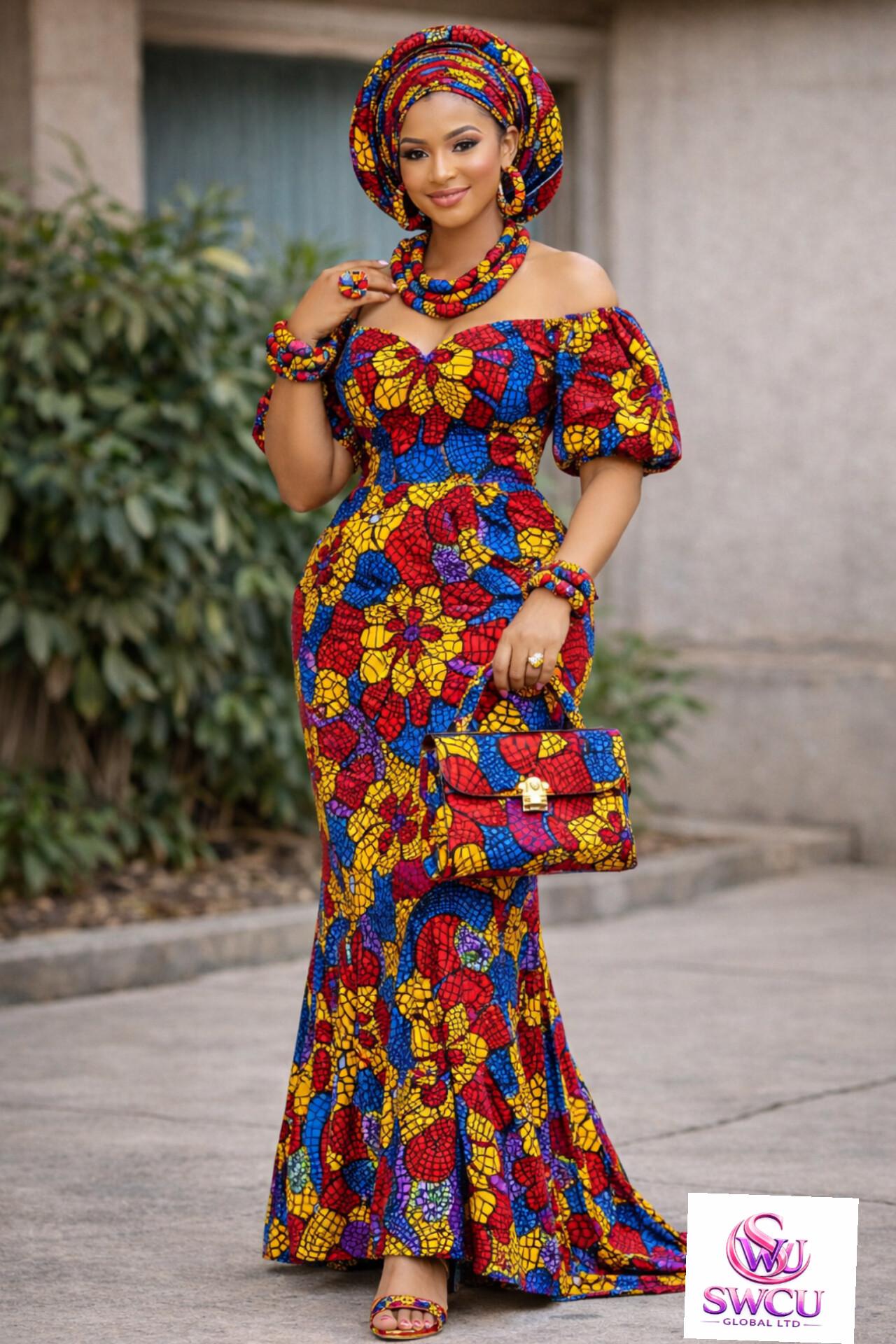 Royal Glow Ankara Complete Set 👑✨ (Elegant • Handmade • All-in-One Statement Look)