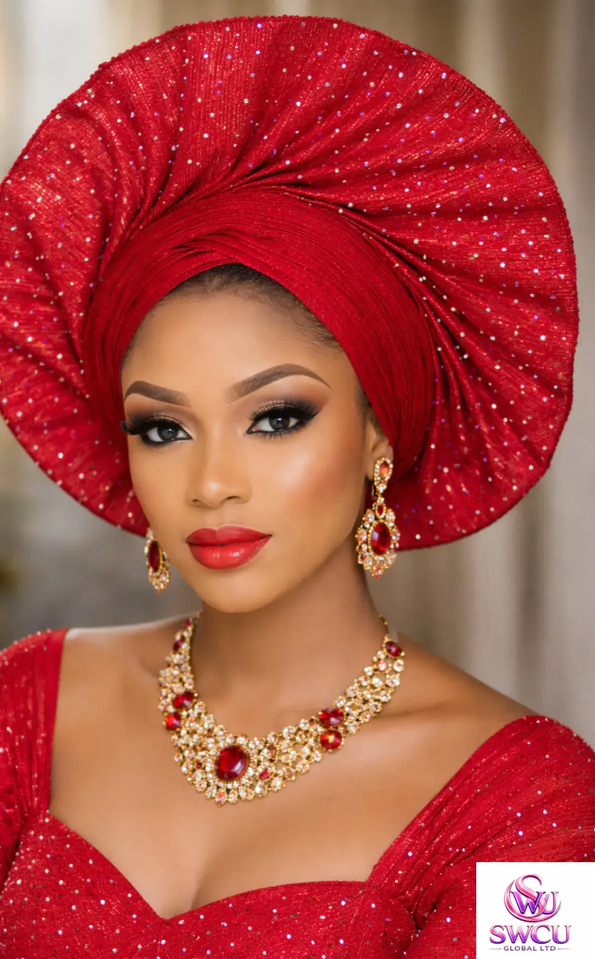 Luxury Auto Gele for Women, Hand-Finished Stoned African Headpiece