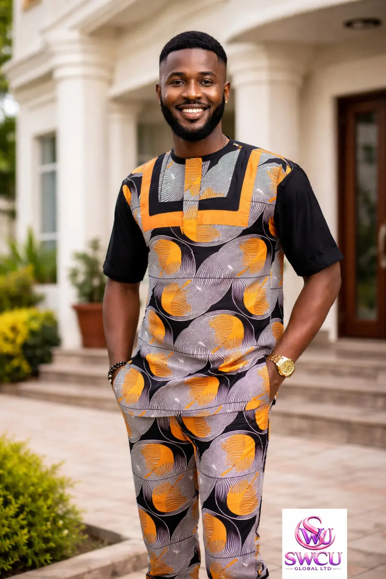 Men’s Ankara Buba and Sokoto Outfit, Traditional African Native Wear