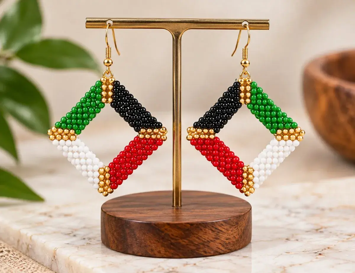 Malkia Beaded Earrings, Kenyan Flag Colours, Handmade