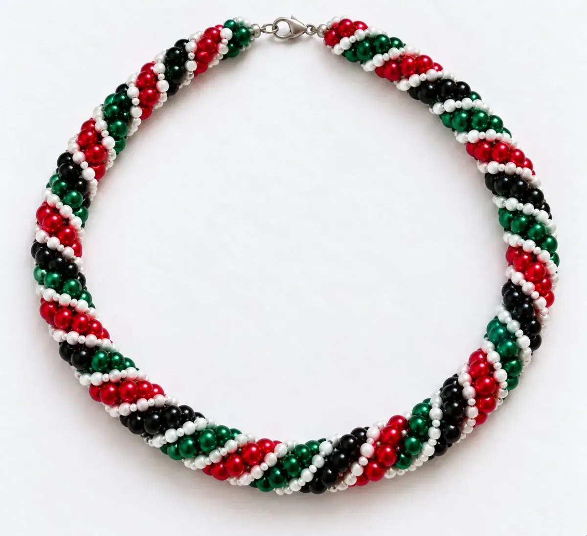 Fahari Twist Necklace, Kenyan Flag Colours, Handmade