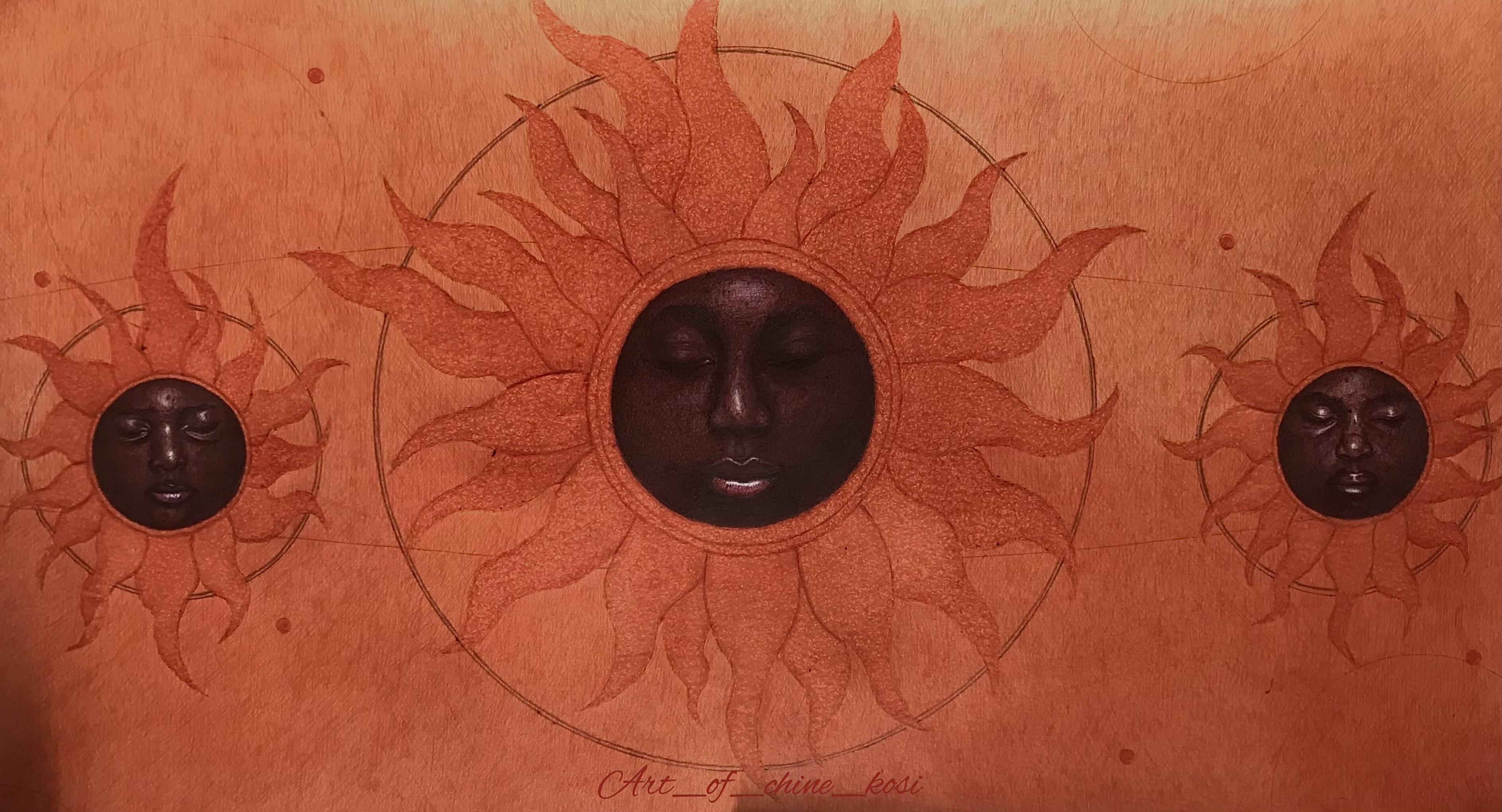 Stellar Stasis – Original Ink Drawing on Paper | African Surreal Contemporary Art by Art of Chine Kosi