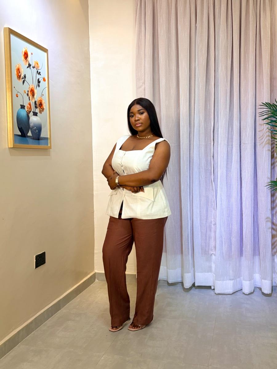 Women's Linen Co-ord Set - Sleeveless Top & Trousers