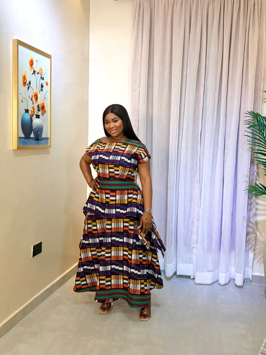 Handwoven Akwete Two Piece Set - Nigerian Top and Maxi Skirt