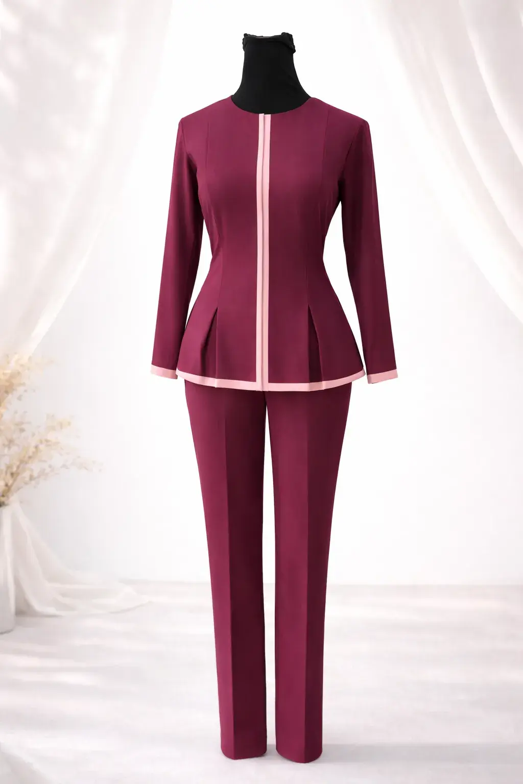 The Burgundy Empress Set, Women’s Two-Piece Trouser Set