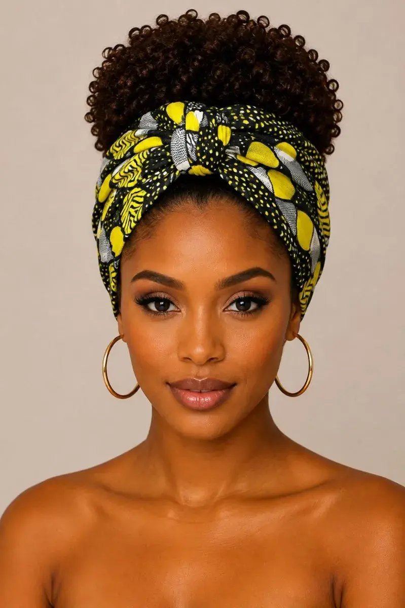 African Print Headband for Women | Yellow Ankara Head Wrap
