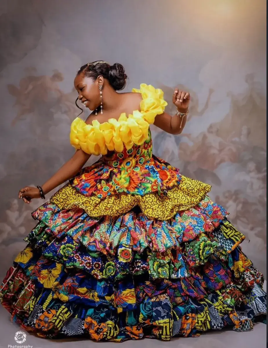 Ankara Ruffle Ball Gown - African Print Mother and Daughter Dress