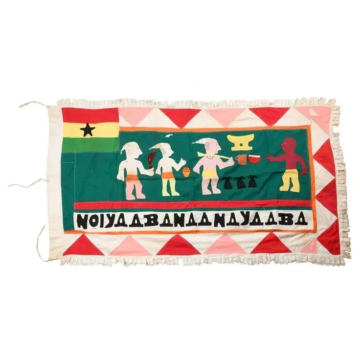 Fante Asafo Flag, Green Appliqué Wall Hanging, 140 x 85cm