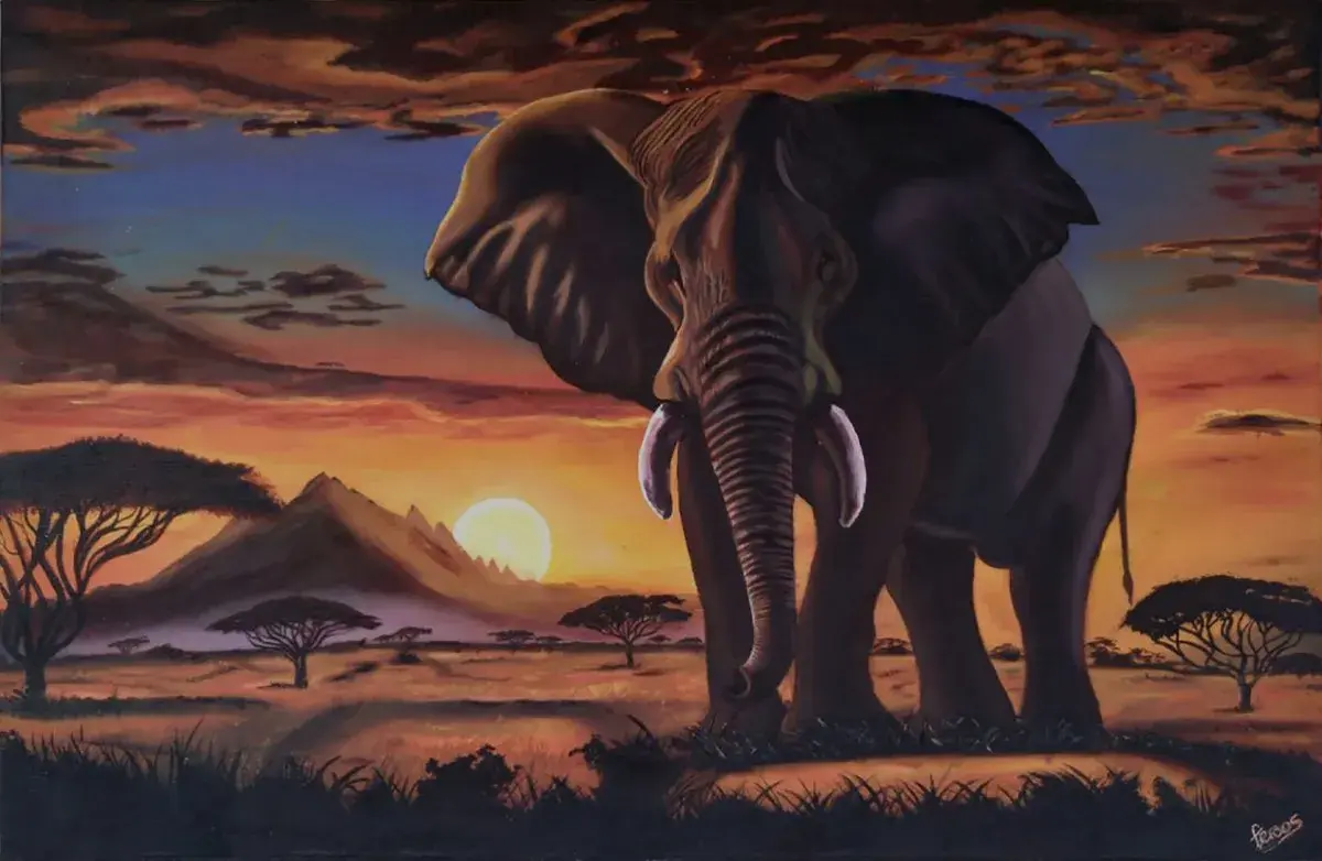 Guardian of the Savannah | Original Elephant Painting, 90 x 60cm
