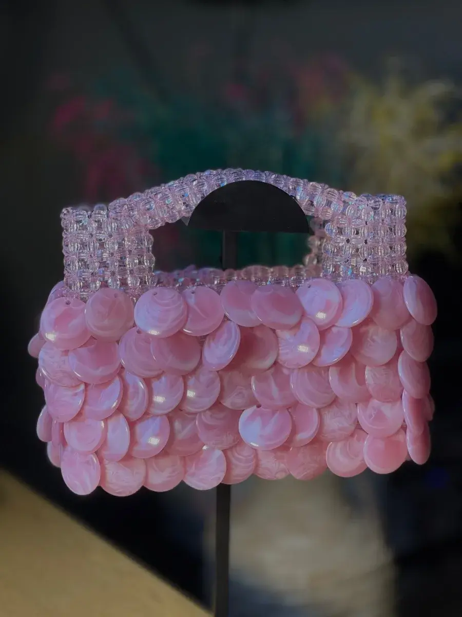 Nenye Beaded Top Handle Bag - Handmade Marble & Crystal