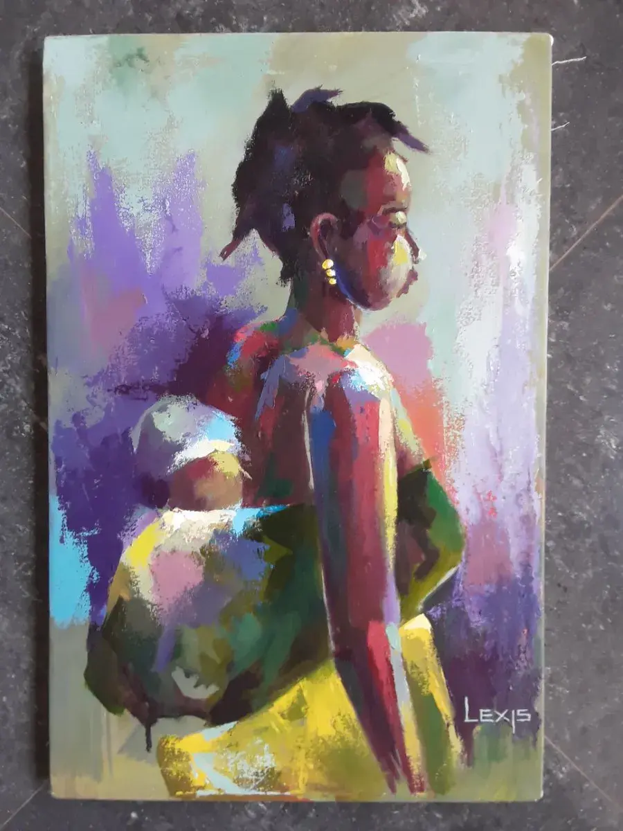 Mother and Son | Original Acrylic Painting, 13x20in