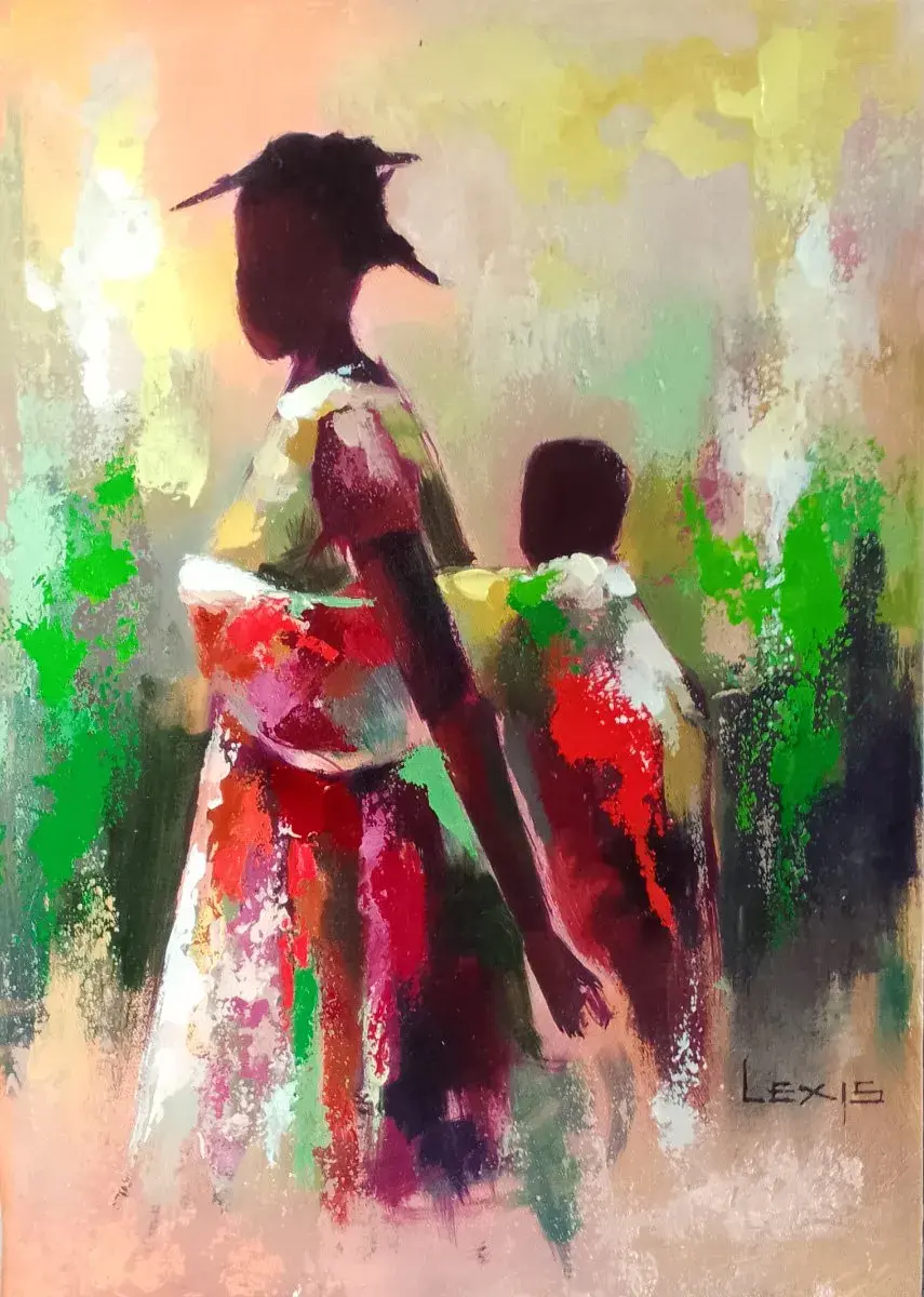Carrying Love, Mother and Child Painting