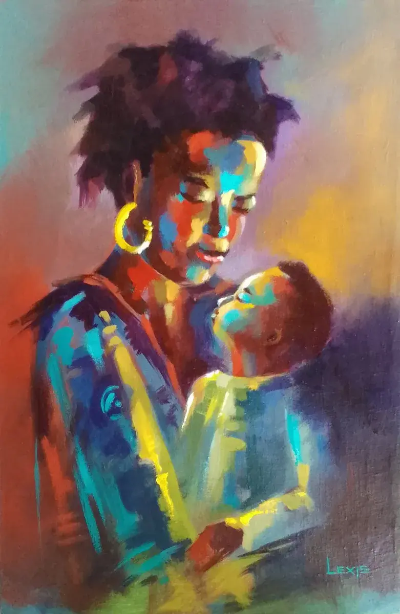 Glowing Love, Mother and Child Painting