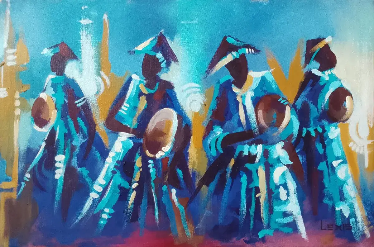 Echoes of the Drums, Blue Painting