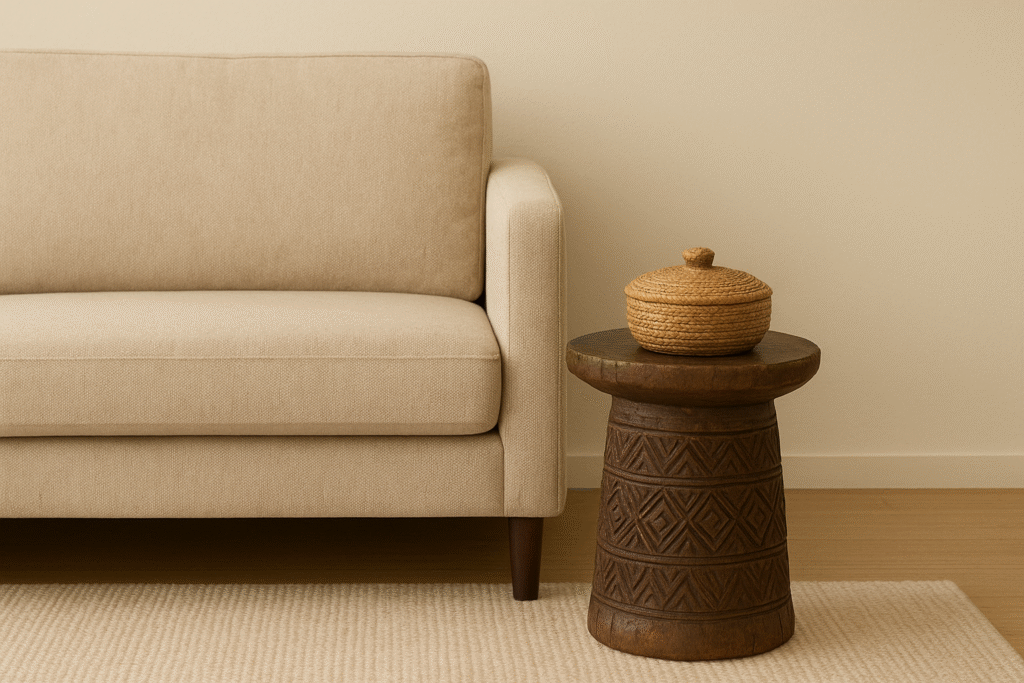 Nigerian artisan weaving handmade wall basket,